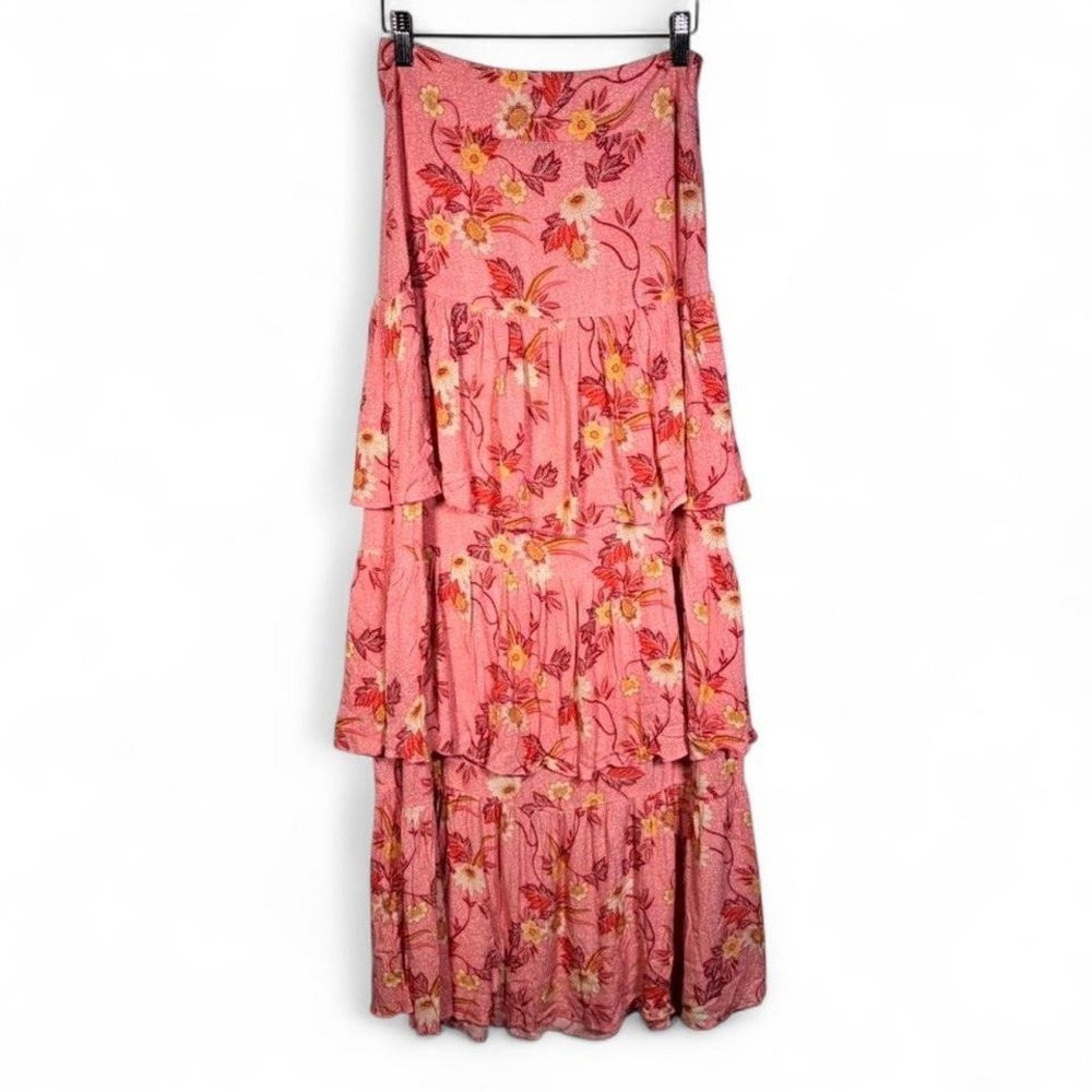 Whimsical Boho Chic Fairy Maxi Skirt Small Ruffles Romantic Tiered Floral